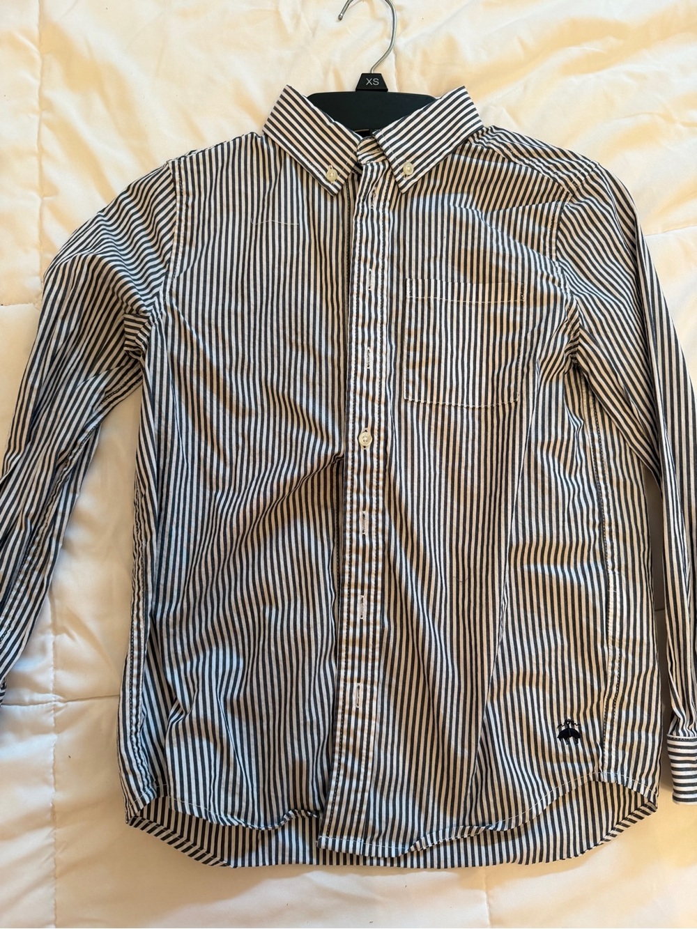 Boys Navy/black and White Striped Button-Down Brooks Brothers Shirt